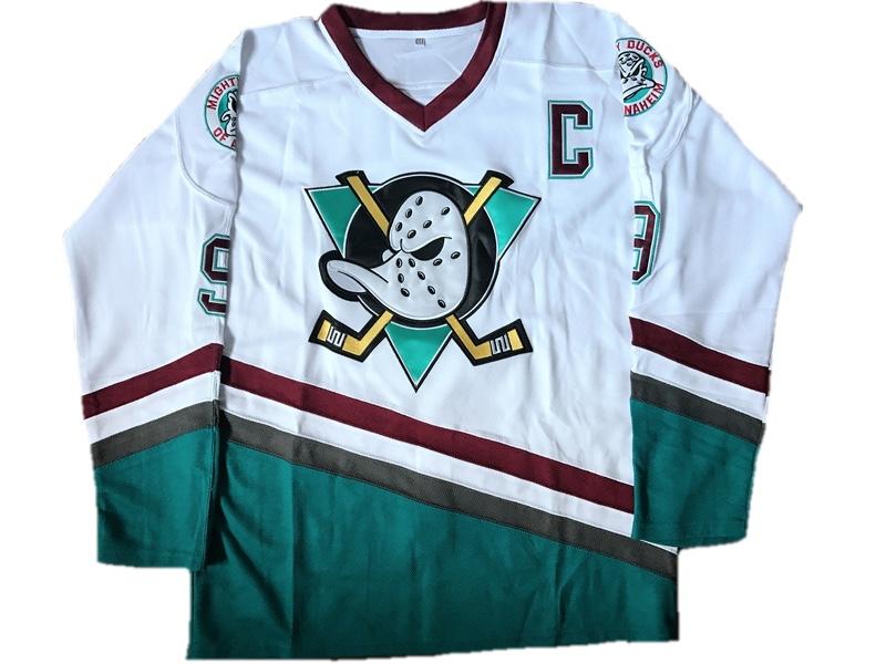 Mighty Ducks Cast Signed White Jersey with Ducks Fly Together