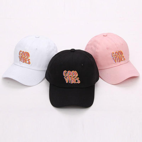 Good Vibes Dad Hat Embroidered Baseball Cap Curved Bill