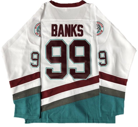Movie Mighty Ducks Adma Banks #99 USA Hockey Jerseys Sewn Custom