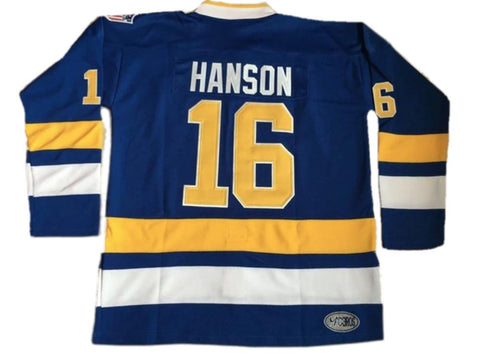 Hanson Charlestown Chiefs Jersey #17 Slap Shot Movie Hockey Stitched Blue