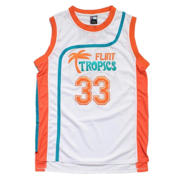 White & Green #33 Jackie MOON Flint Tropics Semi Pro Movie Basketball Jersey